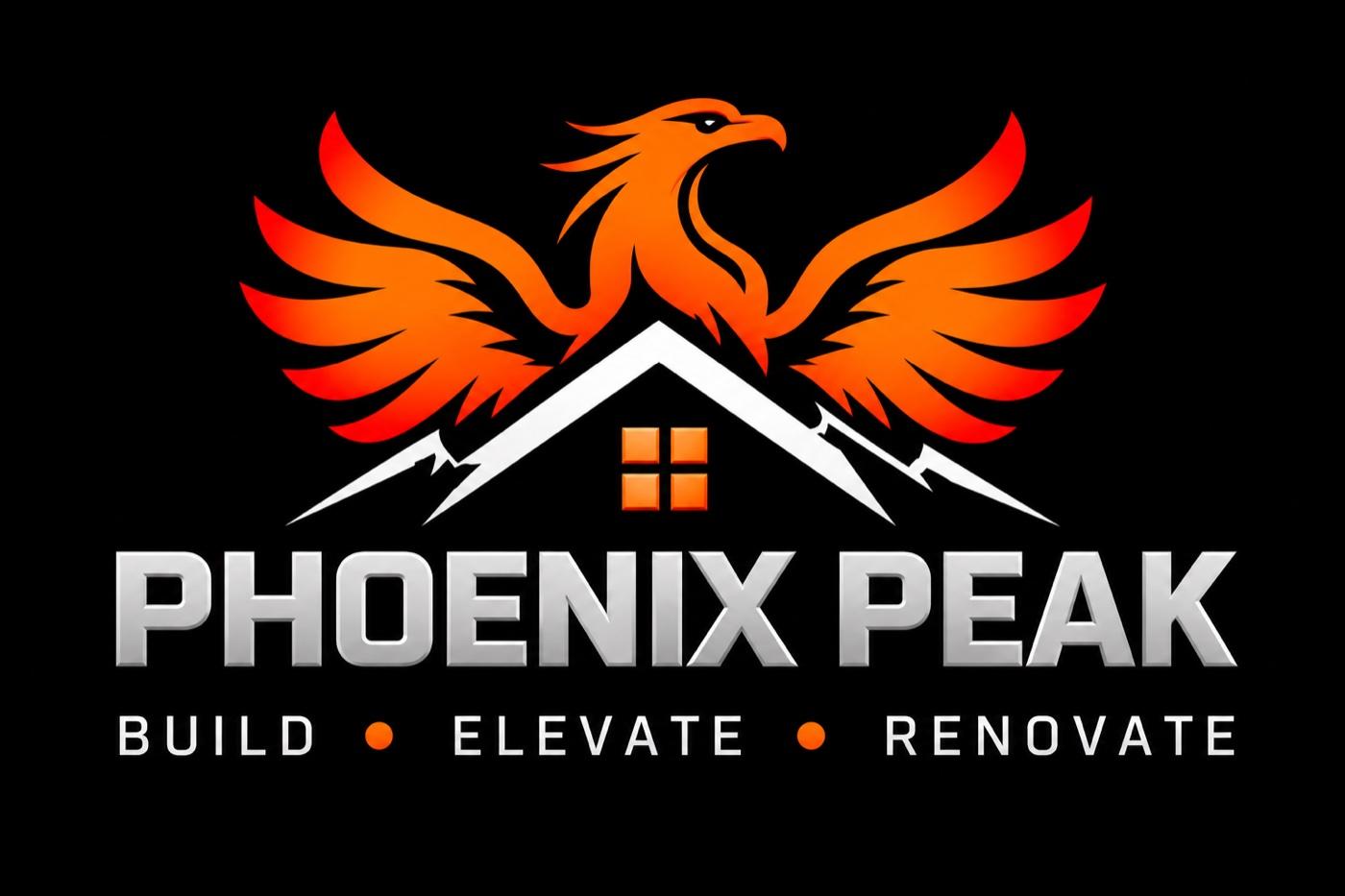 Phoenix Peak logo: a phoenix rising over a mountain roofline. Build, Elevate, Renovate.